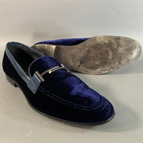 TOD\'S Size 8.5 Blue Royal Blue Velvet Moccasin Loafers main image 9